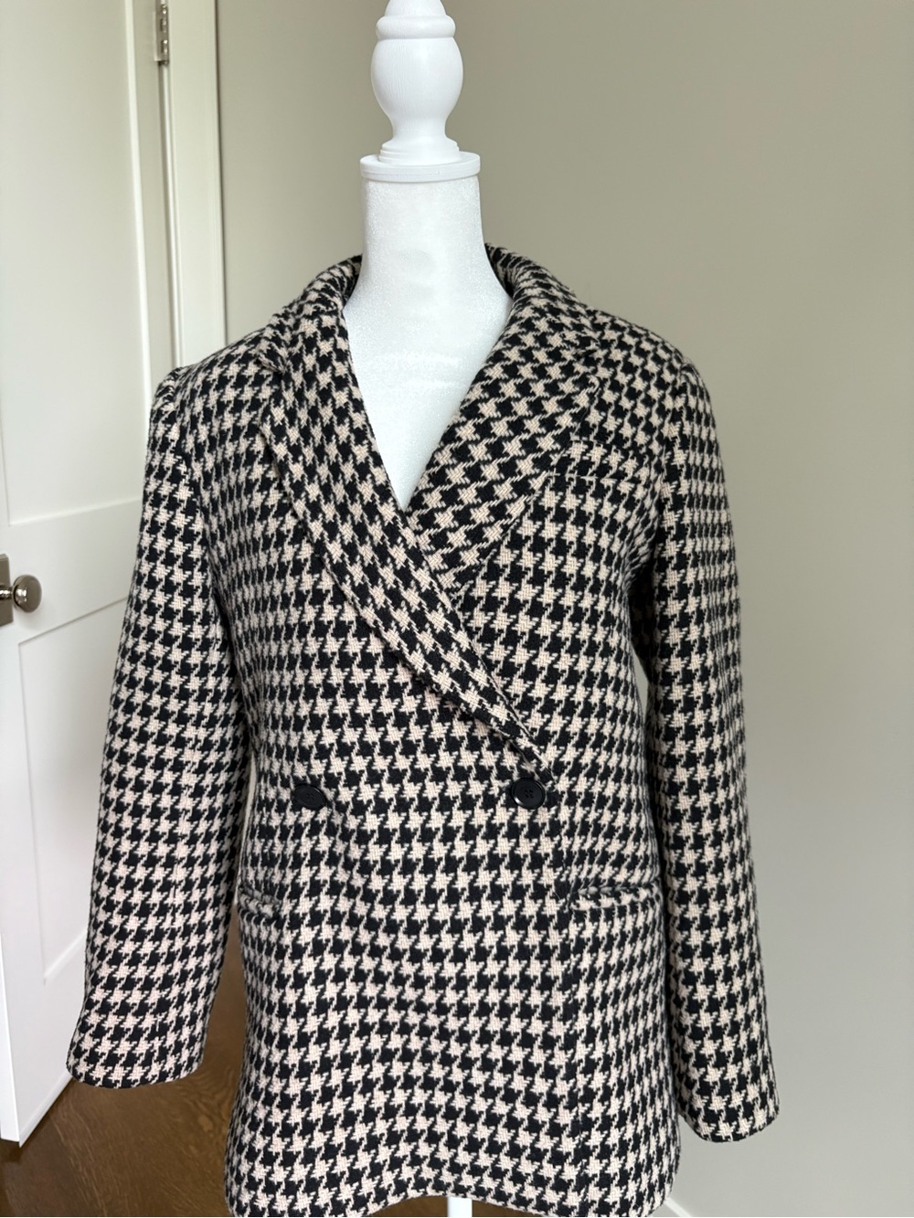 Anine Bing Houndstooth Double Breasted Blazer